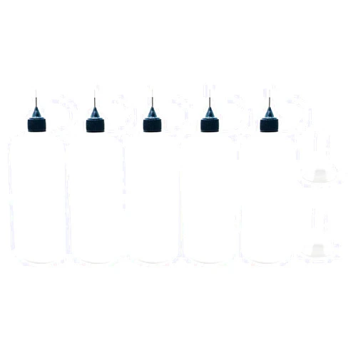 MYYZMY 5 Pcs Needle Tip Bottle, 120ml /4 Ounce Precision Tip Applicator Bottles, with 2 Pcs Mini Funnel, Black Lid