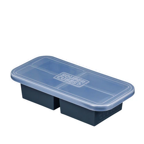 Souper Cubes 2 Cup Silicone Freezer Molds With Lids - Easy Meal Prep Container - Silicone Freezer Trays With Lid for Food, Stocks and More, Silicone Soup Freezer Molds - Charcoal - 1-Pack