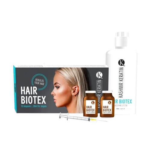 Kashmir Keratin Hair Biotex kit (33.8 fl oz) 1000 ml smoothing plus box of 10 ampuls 20 ml each total 200 ml