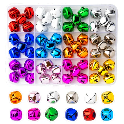 Axiaxoq 12 Colors Jingle Bells for Crafting, 60PCS Colorful Small Bell for Crafts, 0.59 Inch Bulk Christmas Bells for Home Decorations, Multi-Color Mini Jingle Bell for Pets and Party Decor