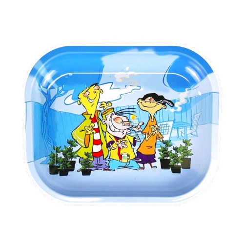 Epzoee Rolling Trays Premium Metal Tray with Design - Perfect Size for Home Or Travel Accessories 7''X 5.5'',Three Cartoons
