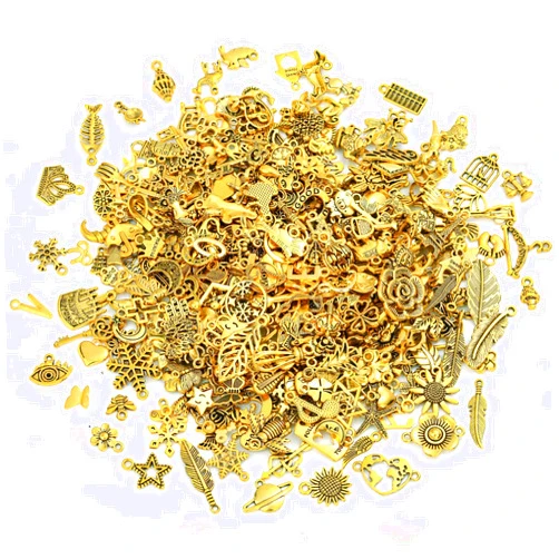 Selizo 400 Pcs Charms for Jewelry Making and Bracelets Making, Wholesale Bulk Lots Jewelry Making Charms Tiny Assorted Mixed Tibetan Anti-gold Metal Charms Pendants for Necklace Bracelet Jewelry Making