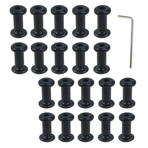Oedema 20 Sets Black M4×4mm Screw Rivets Stainless Steel Binding Screws Φ5×8mm Barrel Nuts and Bolts for Photo Album, Leather, Crafting, Furniture