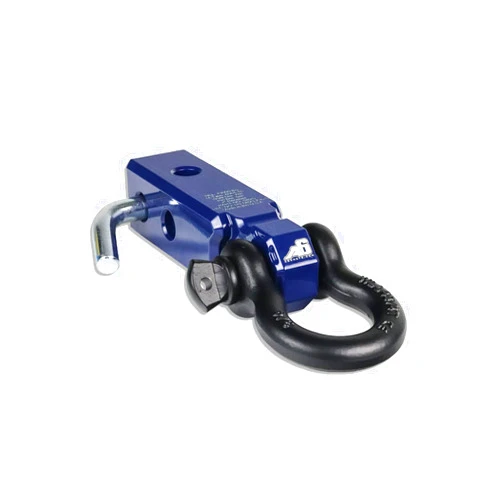 AGENCY 6 Recovery Shackle Block Assembly 2 INCH Double Hole Powder Coat Blue - Hitch Receiver Block - Proudly Made in The USA with US Certified Materials - Includes Hitch pin and D-Ring