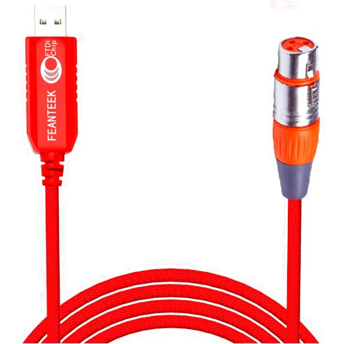 Feanteek USB to DMX Adapter RS485 Converter 3PIN XLR Female DMX512 Freestyler Software PC Control Dimmer Cable with FTDI Chip Support Win10 Mac OS (5 Meters)