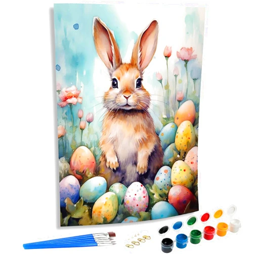 SKRYUIE Paint by Numbers Kit for Adults Beginner Easter, Acrylic Rabbit Oil Painting by Numbers Kits with AcrylicPaintwork Art Crafts Canvas for Home Decor 16x20 inch / 40x50 cm