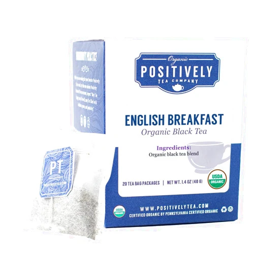 Organic Positively Tea Company, Decaf English Breakfast Black Tea Bags, 20 Count