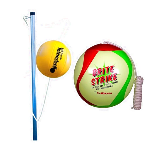 Park & Sun Sports Park & Sun 10.25' 2-Piece Tetherball Set with Accessories and Mikasa Glow in The Dark Tetherball