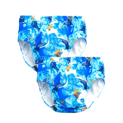 SunBusters Sunwear SunBusters Boy's Reusable Swim Diaper 2 Pack, Ocean Manta Ray, 3T