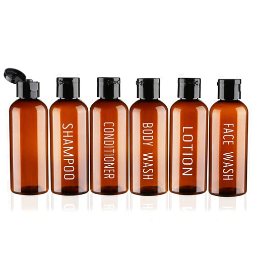 Wowang Travel Bottles for Toiletries 6 Pack 3.4oz Travel Size Containers TSA Approved Leak Proof Travel Shampoo and Conditioner Bottles Plastic Squeeze BottlesTravel Essentials Accessories(Brown)