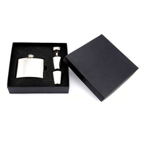 Flasks.com Premium Top Shelf Hip Flask with Gift Box, Stainless Steel Funnel and Two Stainless Steel Shot Glasses (4oz)