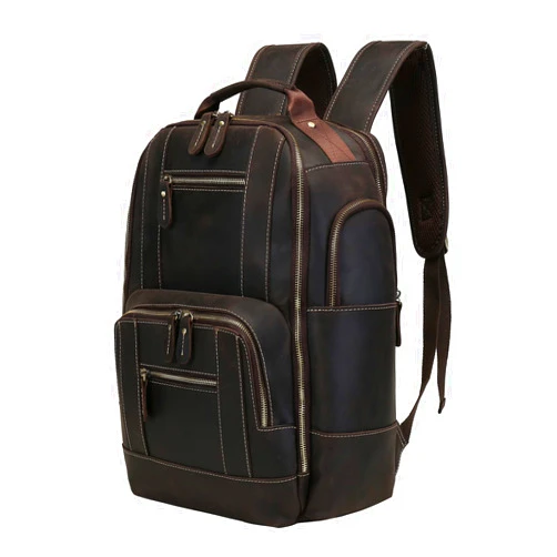 ZHYOL Full Grain Leather Backpack for Men Vintage 15.6