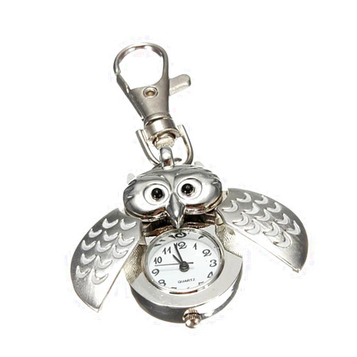ODETOJOY Flip Open Owl Keychain Watch Pendant Tortoise Car Heilicopter Pocket Watch with Key Ring