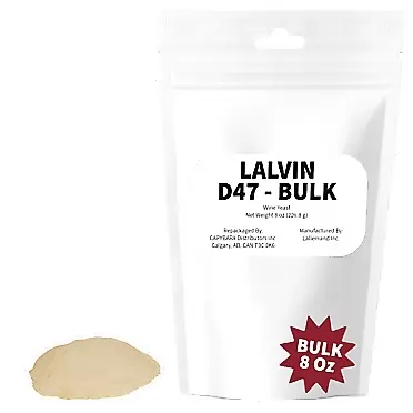 CAPYBARA Distributors Inc. Lalvin D47 Wine Yeast (Bulk 8 oz | 226.8 g) - Make Wine Cider Mead Kombucha At Home - Saccharomyces cerevisiae - Sold by CAPYBARA Distributors Inc. D47 BULK - 8 Oz