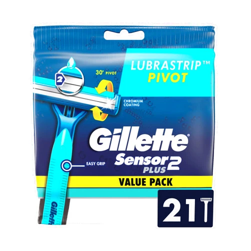 Gillette Sensor2 Plus Pivot Men's Disposable Razor, 21 Razors