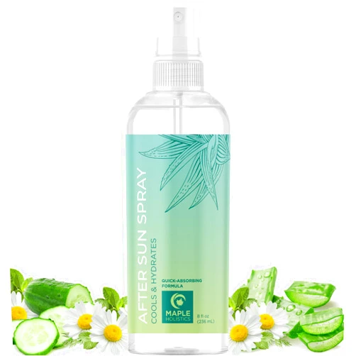 Maple Holistics Soothing Aloe After Sun Spray - Rehydrating Aloe Spray for Sunburn Relief for Cooling After Sun Care with Vitamin E Hyaluronic Acid & Cucumber Extract - Vegan Cruelty Free & Dermatologist Tested