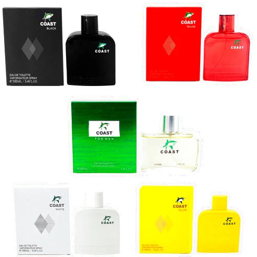 Generic Cologne for Men (3.4oz/100ml x 5Pcs), Eau de toilette, (Impression of Lacost Blanc Essential Green, Yellow, Red, Black, White) Pack of 5pcs