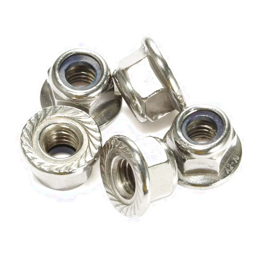 MewuDecor M8 Serrated Flange Nylon Insert Lock Nuts Flanged Locknuts, 304 Stainless Steel 18-8, Bright Finish, Pack of 20