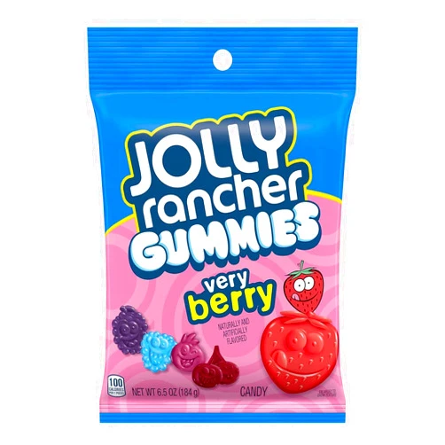 CHAIN & JO SWEETS Jolly Ranchrs Gummies Very Berry 6.5oz - Soft & Chewy Assorted Fruit Flavored Gummy Candy - Wild Strawberry, Blue Raspberry, Blackberry, Black Cherry, Wild Berry