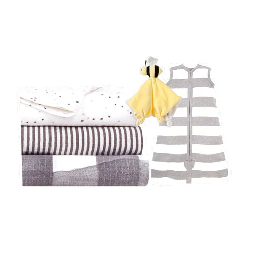 Burt's Bees Baby Unisex Baby Gift Set - Beekeeper Wearable Blanket, 3-Pack Muslin Swaddle Blankets & Plush, Organic Cotton Essentials Bundle