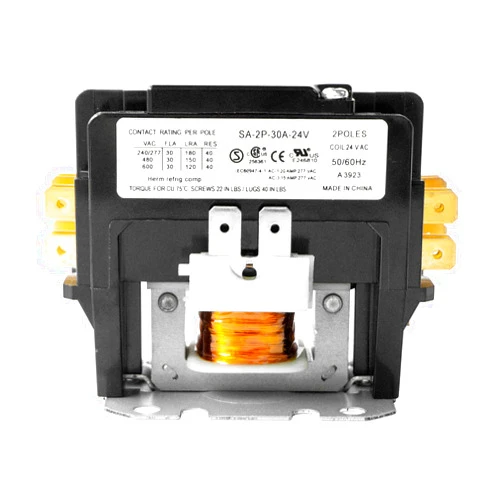Wells HVAC Contactor 24VAC Coil，Carrier Motor Contactor AC 2 Pole 30 Amp Contactor Compatible with Heavy Duty Compressor, Air Conditioner, Condenser, Refrigeration Systems(UL Certified)