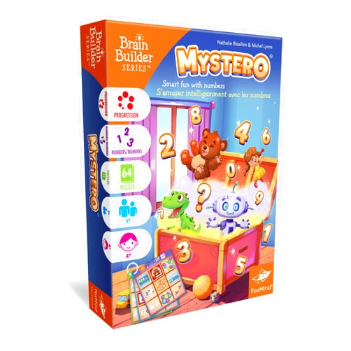 FoxMind Games Mystero – Multi-Level BrainTeaser Puzzles for Kids Ages 4+, STEM Game Develops Math, Logic & Reasoning Skills, 64 Progressive Challenges (Brain Builder Series)