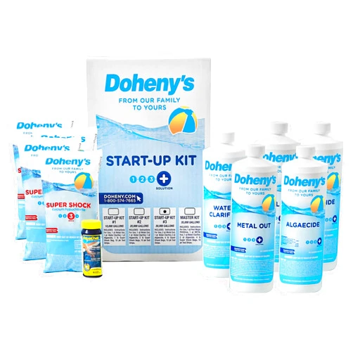 Doheny's Ultimate Pool Opening Start-Up Kit | Includes Metal Out, Spring Control, Clarifier & Super Shock | Prevents Stains, Rust & Scale | Free Test Strips | Pro-Grade Pool Chemicals
