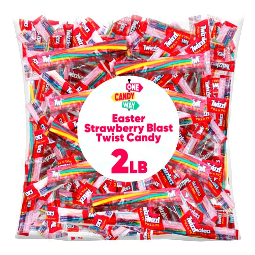 ONE CANDY WAY TwizzlerStrawberry Blast Licorice, Easter Candy Individually Wrapped, Ideal Easter Eggs Fillers for Holiday Gatherings, Candy Bowls, Party Favors, Classroom Rewards, Family Celebrations (2 Lb)