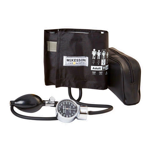 McKesson Aneroid Sphygmomanometer – Manual Blood Pressure Cuff Monitor with Carrying Case, Pocket Size, Cuff 23-40 cm, Black, 1 Count