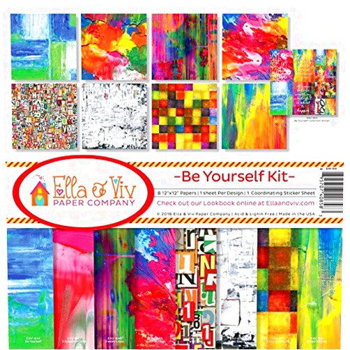 Ella & Viv by Reminisce EAV-858 Ella & Viv Be Yourself Scrapbook Collection Kit, 12x12 inches