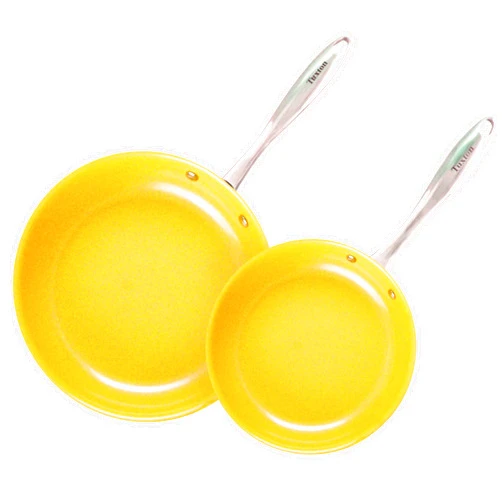 Tuxton Home Non Stick Frying Pans - Tuxton Home Concentrix 2-Piece Stainless Steel Pan Set - Stove & Oven Compatible 8-inch & 11-inch Ceramic Frying Pan with Riveted Handles - Saffron Yellow Nonstick Pan Set