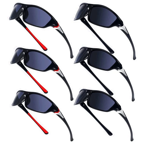 Cindeer 6 Pairs Men's Polarized Sunglasses Wrap Around Sunglasses Sports Sunglasses UV Protection Sun Glasses for Hiking