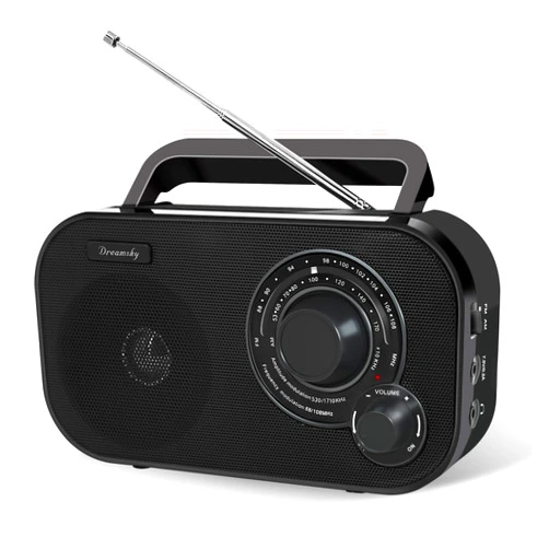 DreamSky AM FM Portable Radio Plug in Wall or Battery Operated for Home & Outdoor, Strong Reception, Large Dial Easy to Use, Transistor Antenna, Headphone Jack, Small Gifts for Seniors Elderly