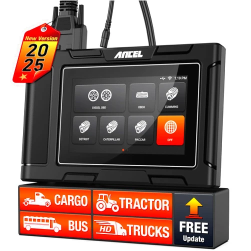 ANCEL HD3400 Pro Heavy Duty Truck Scanner | DPF Regeneration, Lifetime Free Update, Compatible with Commercial Vehicles with Cummins, Paccar, Caterpillar, Detroit, Volvo, Mack, International Engines