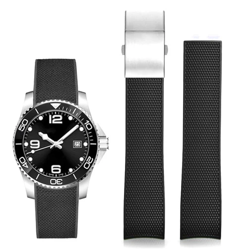 Wentokye 21mm Rubber Watch Band for Longines Master Conquest HydroConquest Strap Replacement L3 Accessories for Men and Women（41mm/43mm Dials ）