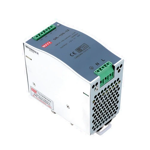NVVV DR-120-12 AC to DC DIN-Rail Mount Power Supply, 12V, 10 Amp, 120W Single Extreme -30 to 70 °C (-22 to 158 °F) Operating Temp, Overload Protection, Metal