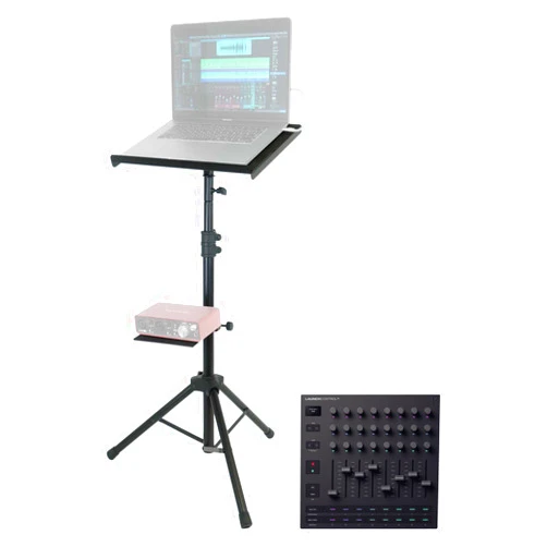 Audiosavings Recording Bundle with Novation Launch Control XL USB MIDI Studio Controller 24 Encoders 8 Faders, Rockville RLS68 Laptop Stand Dual Trays Adjustable Height Foldable Steel Frame (2 Items)
