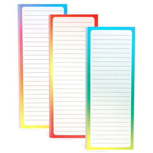 Evherv 3 Pack Magnetic Note Pads Full Magnet Back Writing Pads for Refrigerator, Grocery, To Do Lists, Pastel Rainbow Gradient Design 100 sheets/Memo Pads