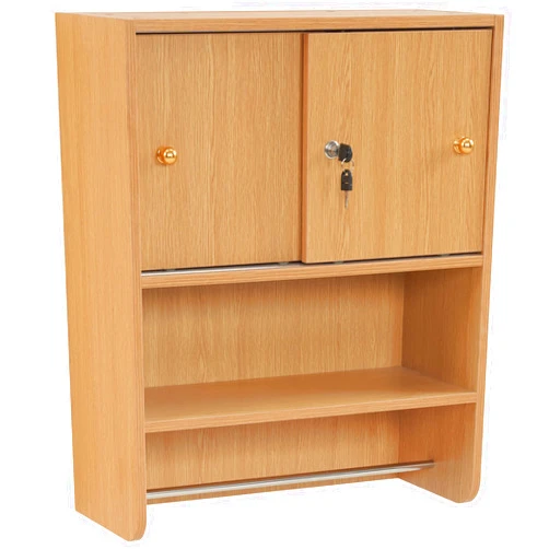 BarberPub Wall Mounted Styling Station Storage Cabinet with Sliding Doors Salon Beauty Spa Equipment for Barber Salon 2204 (Oak)