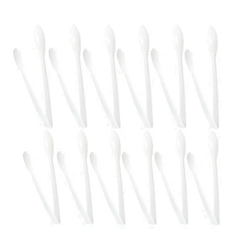 Soro Essentials- 12” Polycarbonate Utility Tongs White Color Set of 12- Scallop Grip Serving Tongs Kitchen Tongs Buffet Tongs for Serving Food Parties Holiday Buffet Catering Home Kitchen Restaurant