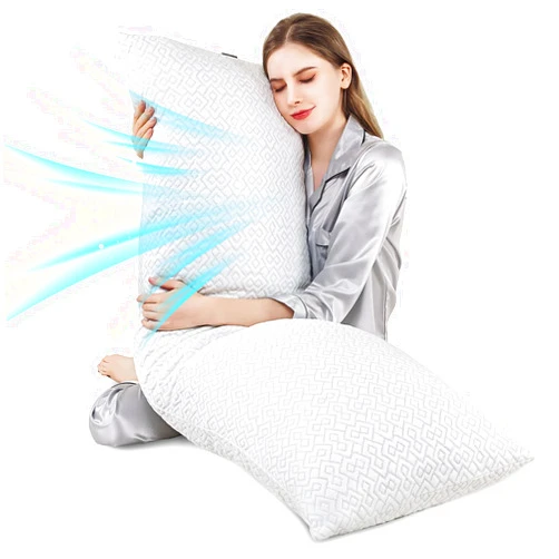 OHOCO Body Pillow for Adults,Long Pillow for Bed Full Body Pillows for Sleeping 20x54 Inches Shredded Memory Foam & Cooling Cover with Zipper - Ideal Support for Side Back Sleeper and Pregnant Women