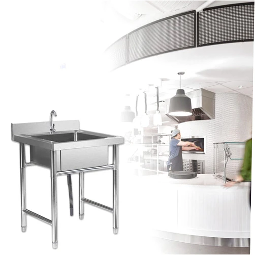 OUFUAMY Stainless Steel Prep & Utility Sink - Compartment Commercial Kitchen Sink for Restaurant, Kitchen and Home