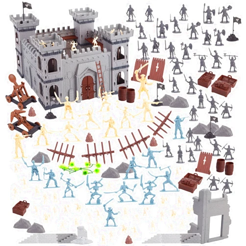 AMOR PRESENT 310PCS Ancient Military Soldier Set, Toy Medieval Knights Army Men Pirate Castle Model Assembly for Boys Birthday Party Gift