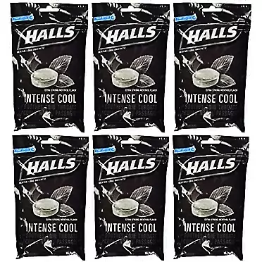 Halls Menthol Cough Drops - Intense Cool - Soothes Sore Throats/Cools Nasal Passages - 30 Count Drops Per Package - Pack of 6 by Halls