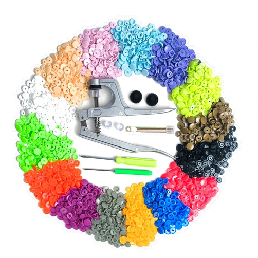 GTAAOY Plastic Snaps with Snap Pliers, 360Set T5 KAM Snaps Starter Fasteners Kit, No-Sew Buttons for Crafts Cloth Diaper Bibs（1440 PCS / 15 Colors)