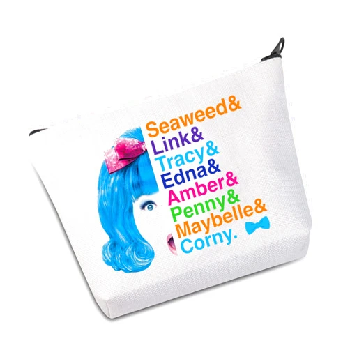 LEVLO Broadway Hairspray Cosmetic Make Up Bag Tracy Turnblad Inspired Gift Tracy Make Up Zipper Pouch Bag For Musical Fans (Seaweed&Link)