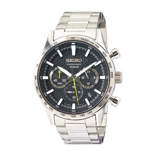 SEIKO Chronograph Quartz Black Dial Men's Watch SSB413P1