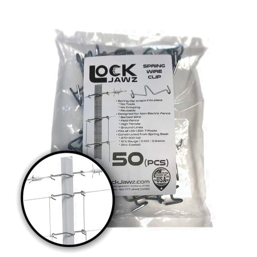 Lock Jawz T-SWC T-Post Spring Wire Clips (50)