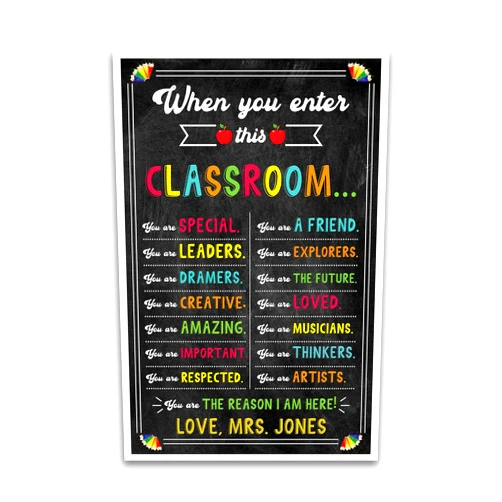 Ad Astra Graphics Personalized Classroom Rules Poster - Custom When You Enter This Classroom - Inspirational Positive Motivational Poster for Teachers - Classroom Essentials and Must Haves - 12 x 18