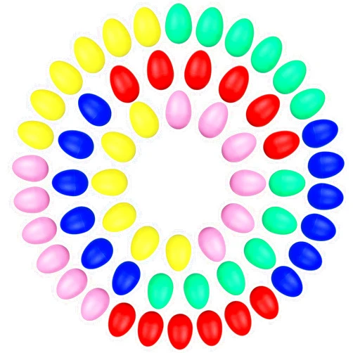 RHBLME 60 Pack Plastic Egg Shakers, Professional Percussion Musical Maracas Easter Eggs with a Storage Bag for Toys, Music, Learning, DIY Painting, and More (5-Color)
